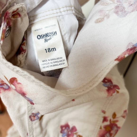 OSH KOSH B’GOSH flowers cream pink water color overalls - 18months - Picture 3 of 10